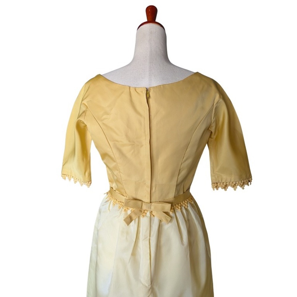 Vintage Harry Keiser Yellow Two Tone Formal Evening Gown Bow Accent MCM Dress - Picture 6 of 7
